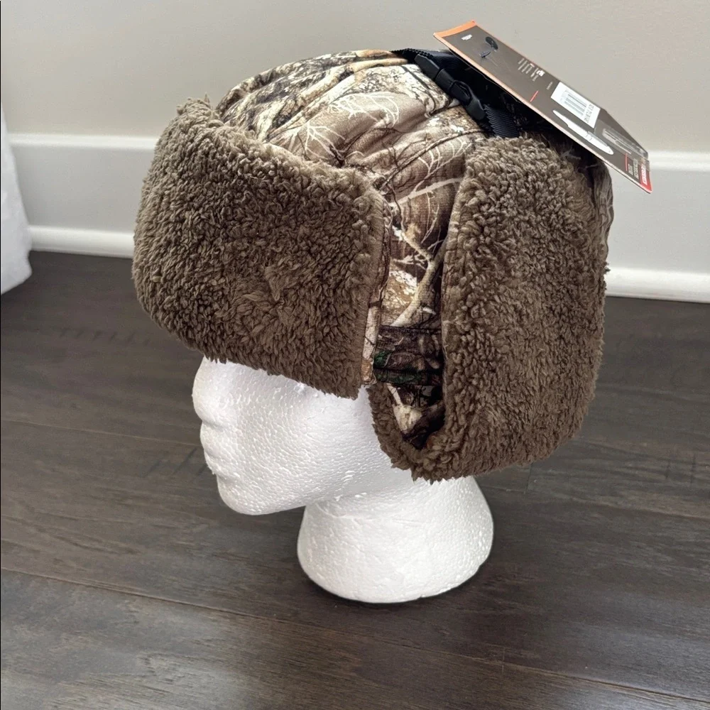 Hot Shot Trapper Hat,Sherpa lined,camo,heat factor 3,Realtree Edge winter